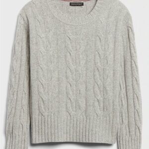 Banana Republic Light Gray Cable Knit Sweater